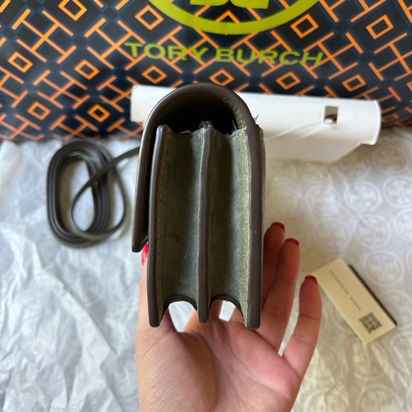 Tory Burch Miller Wallet Crossbody Bag Palm Leaf Green Gold - Picture 2 of 16